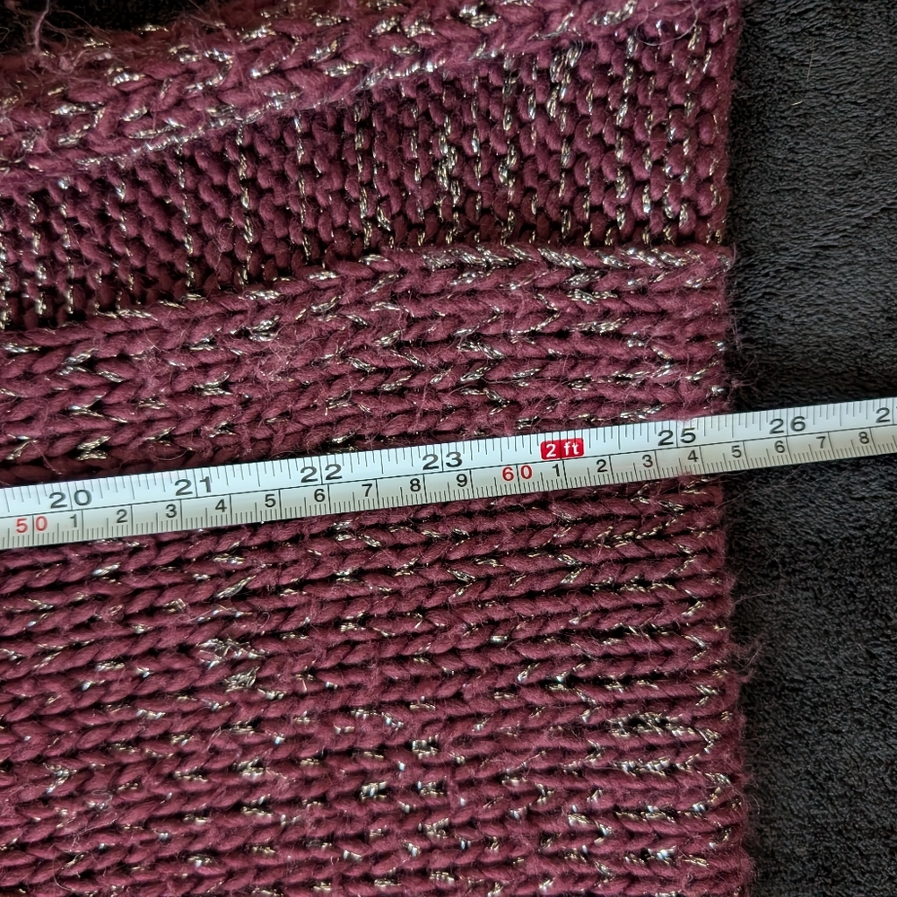 Purple Metallic Infinity Cozy Knit Scarf Aughts Winter Fall Glam Silver Detail image 5